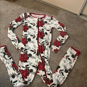 Floral Red and White Pajama Set